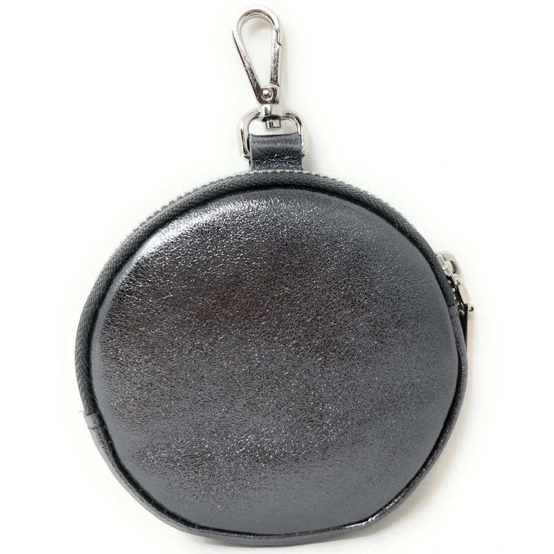 Porte monnaie en cuir grainé italien NEMO Argent foncé