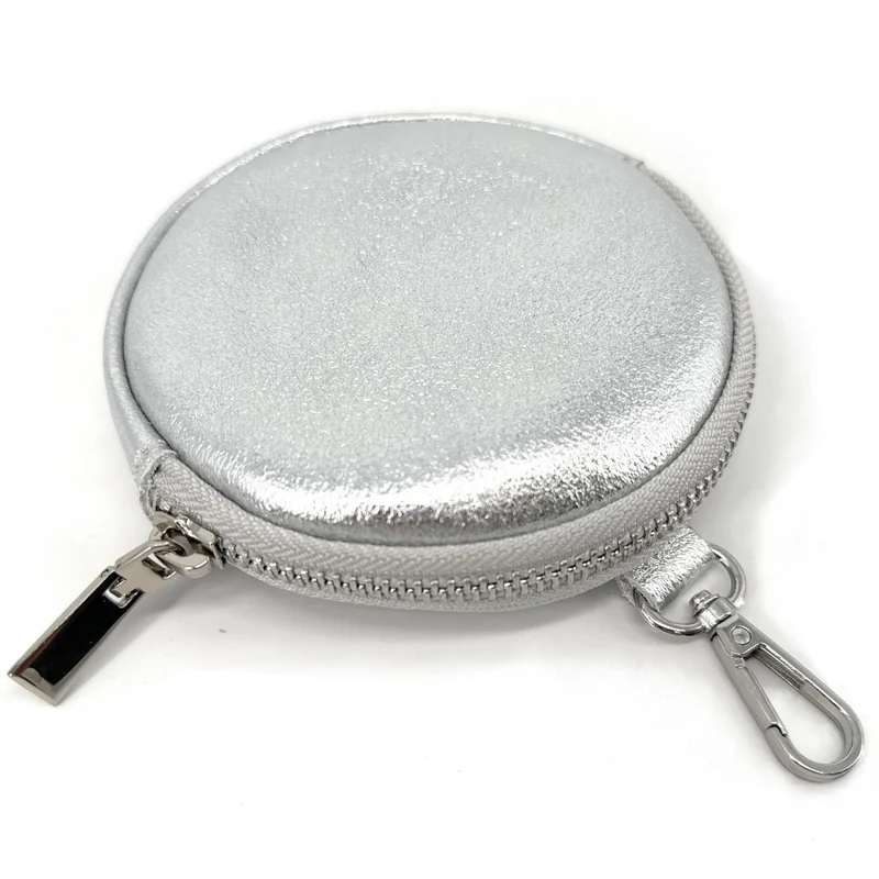 Porte monnaie en cuir irisé italien NEMO Argent clair