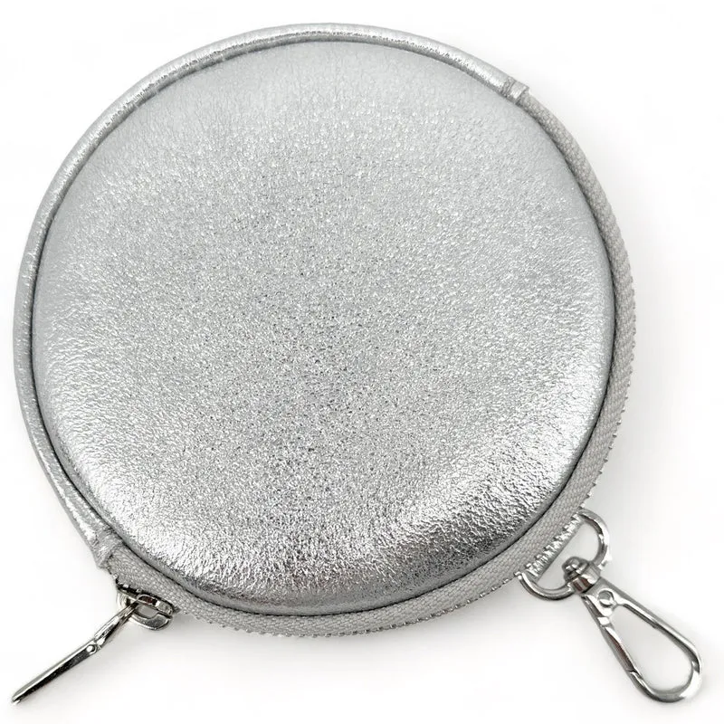 Porte monnaie en cuir irisé italien NEMO Argent clair