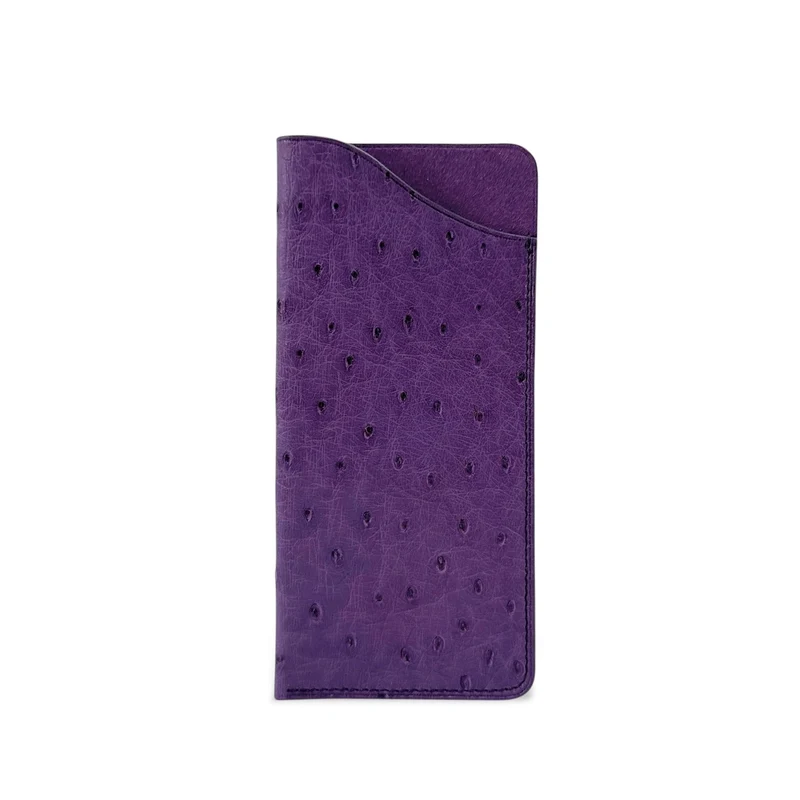 Etui à lunettes en cuir d'autruche édition Haute-couture Violet améthyste