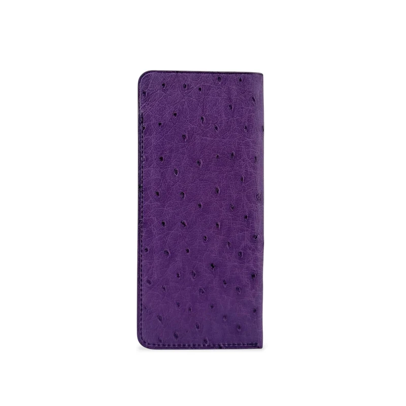 Etui à lunettes en cuir d'autruche édition Haute-couture Violet améthyste
