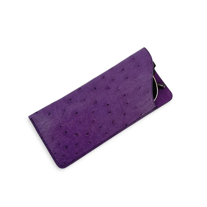 Etui à lunettes en cuir d'autruche édition Haute-couture Violet améthyste
