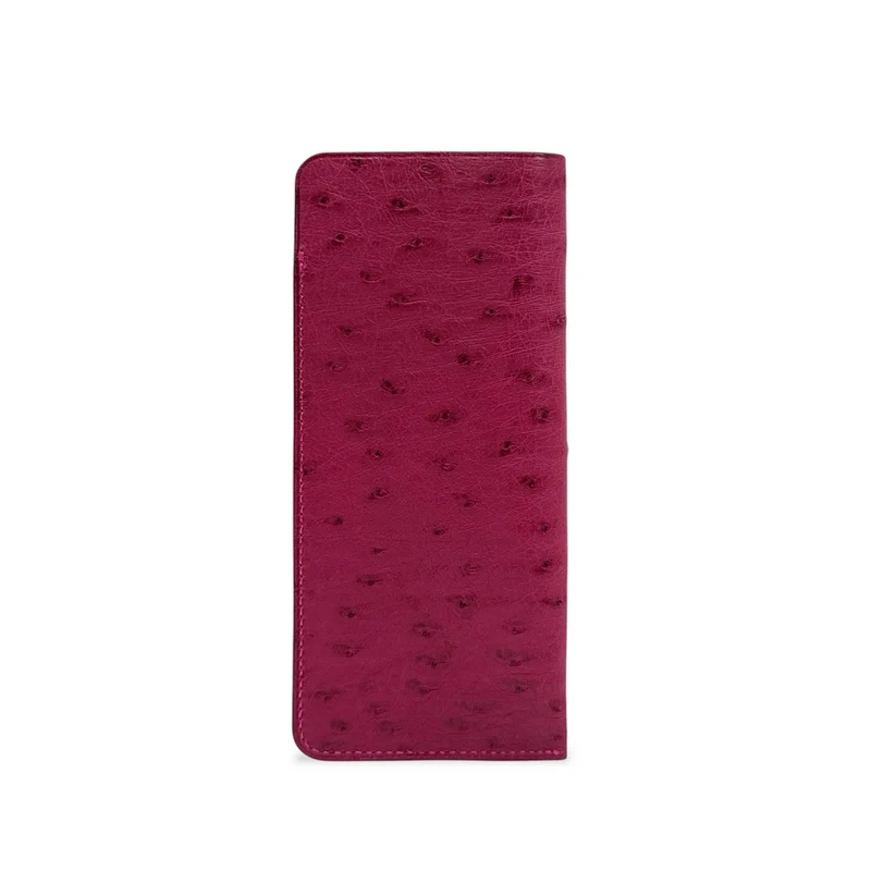 Etui à lunettes en cuir d'autruche édition Haute-couture Rose framboise