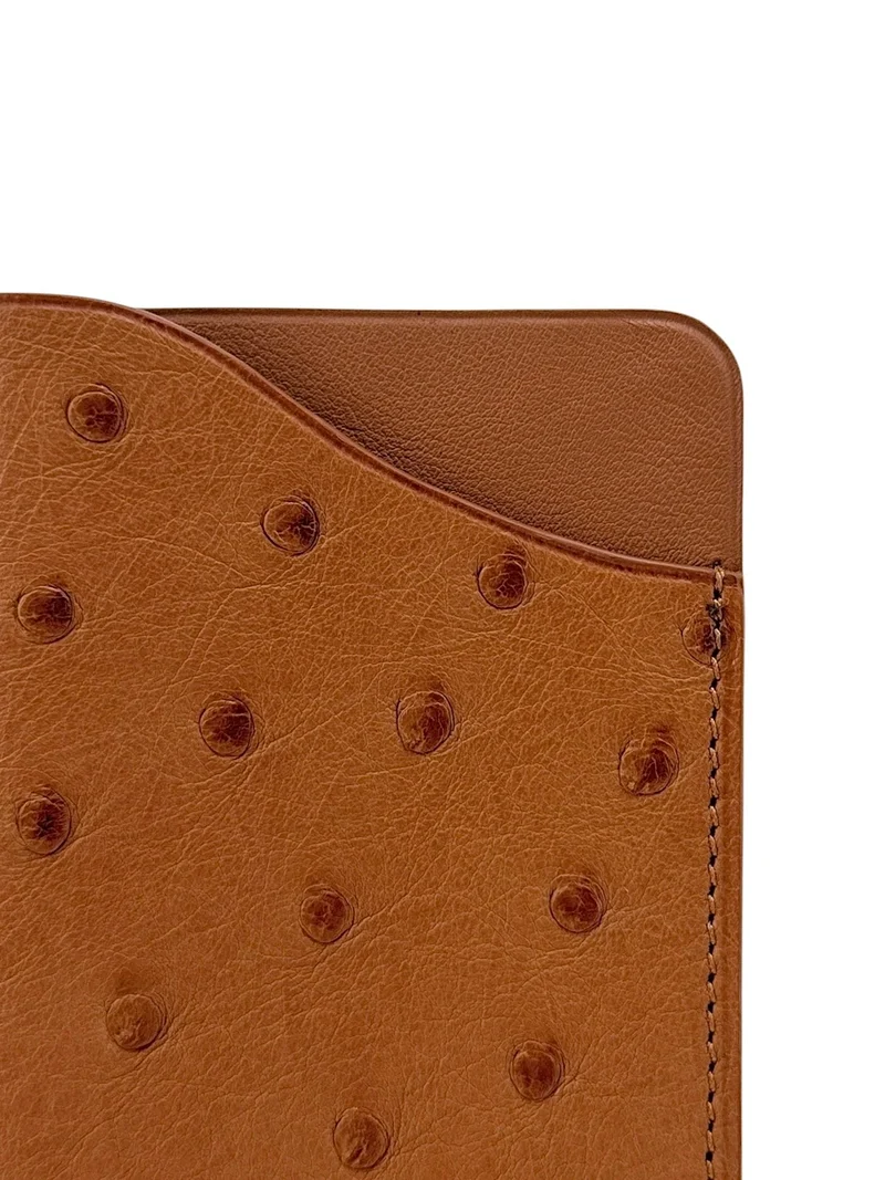 Etui à lunettes en cuir d'autruche édition Haute-couture Marron camel