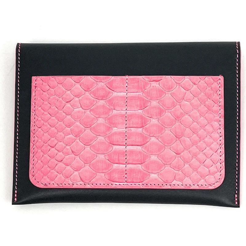 Pochette enveloppe en cuir de python édition Haute-couture Noir