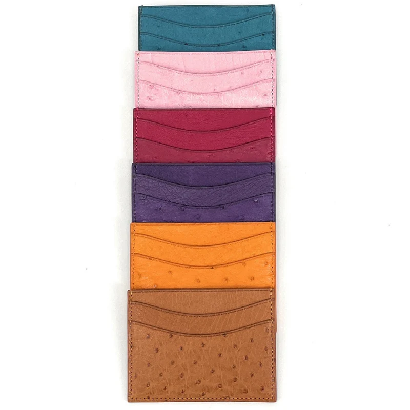 Porte-cartes cuir d'autruche édition Haute-couture Rose Pâle