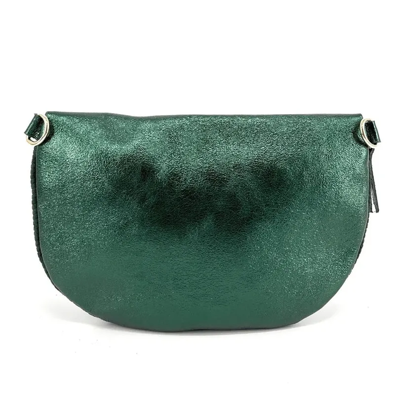 Sac banane en cuir irisé et daim LOUNA VELOURS Vert forêt