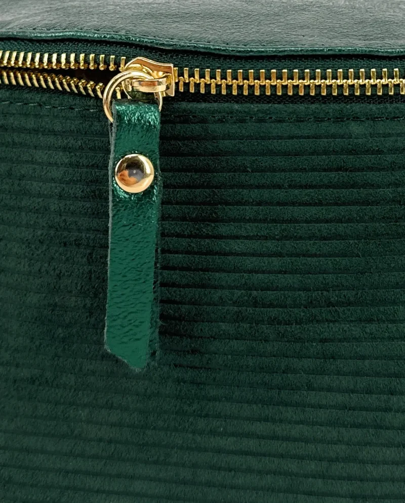 Sac banane en cuir irisé et daim LOUNA VELOURS Vert forêt