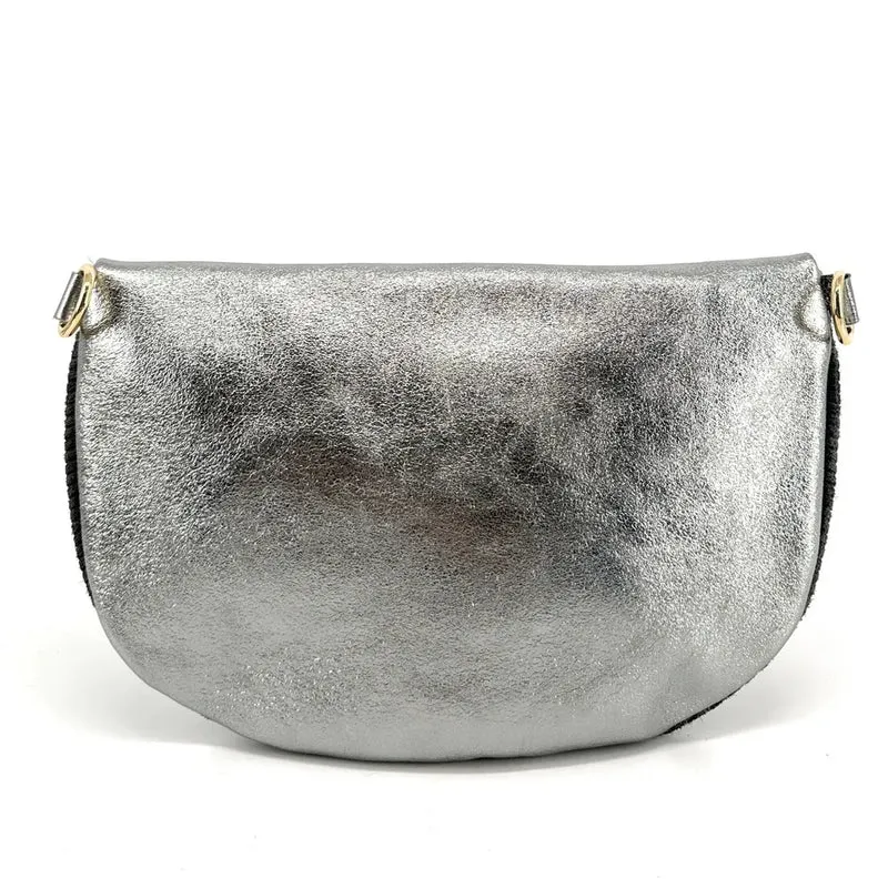 Sac banane en cuir irisé et daim LOUNA VELOURS Gris foncé