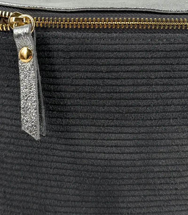 Sac banane en cuir irisé et daim LOUNA VELOURS Gris foncé