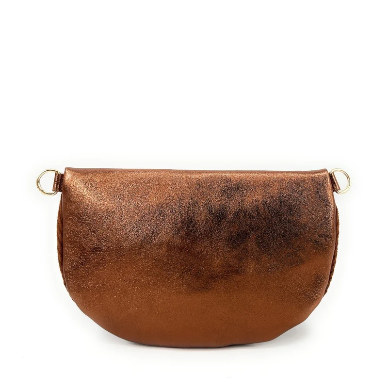 Sac banane en cuir irisé et daim LOUNA VELOURS Bronze