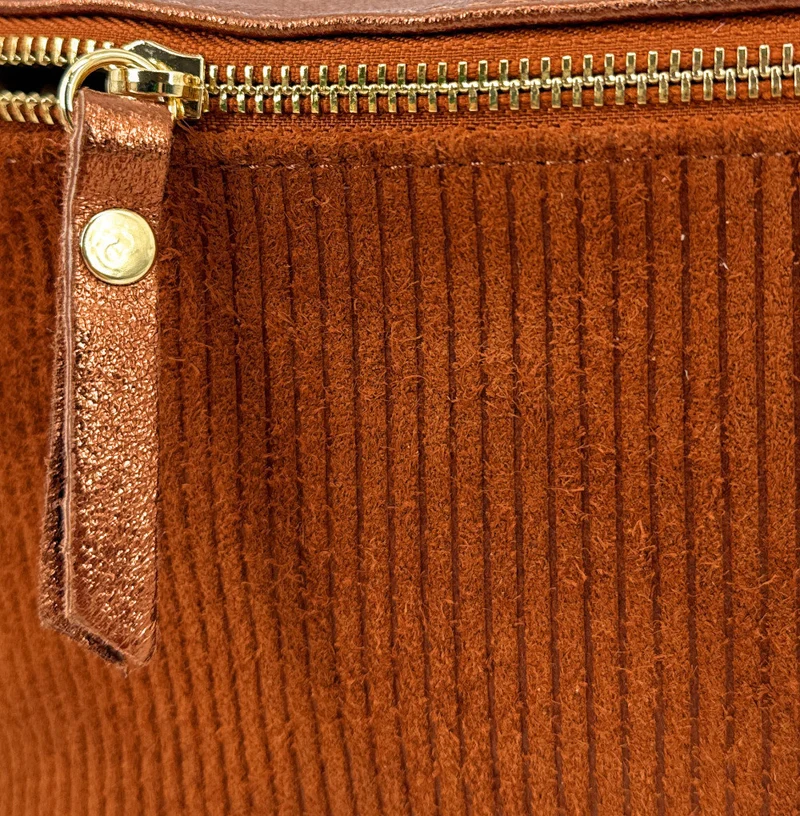 Sac banane en cuir irisé et daim LOUNA VELOURS Bronze