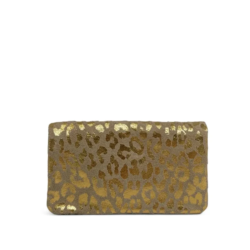 Pochette porte-monnaie en daim COMBI LEO Or pâle