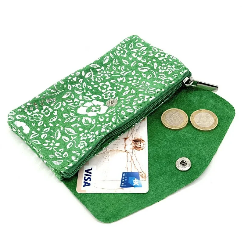 Pochette porte-monnaie en daim COMPO BLOOM Vert anglais