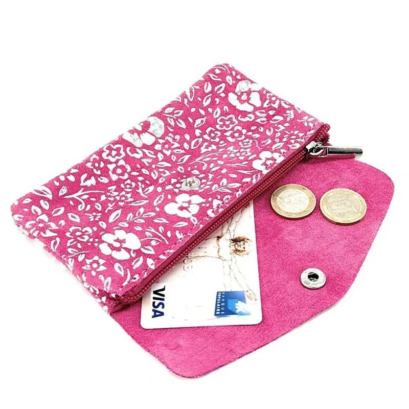 Pochette porte-monnaie en daim COMPO BLOOM Rose intense