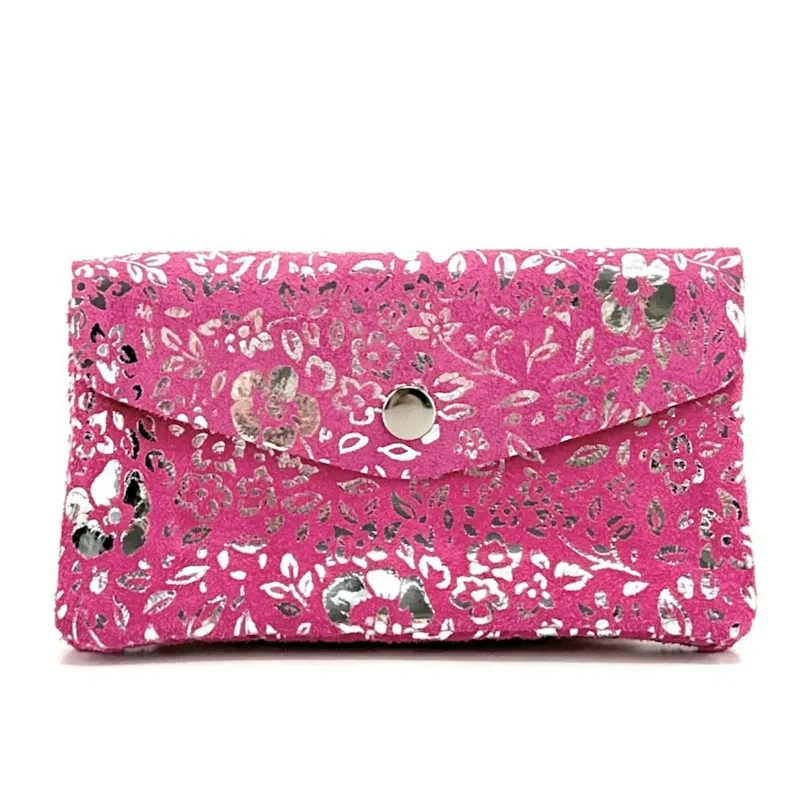 Pochette porte-monnaie en daim COMPO BLOOM Rose intense