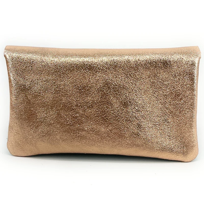 Pochette porte-monnaie en daim et cuir irisé COMBI Bleu turquoise