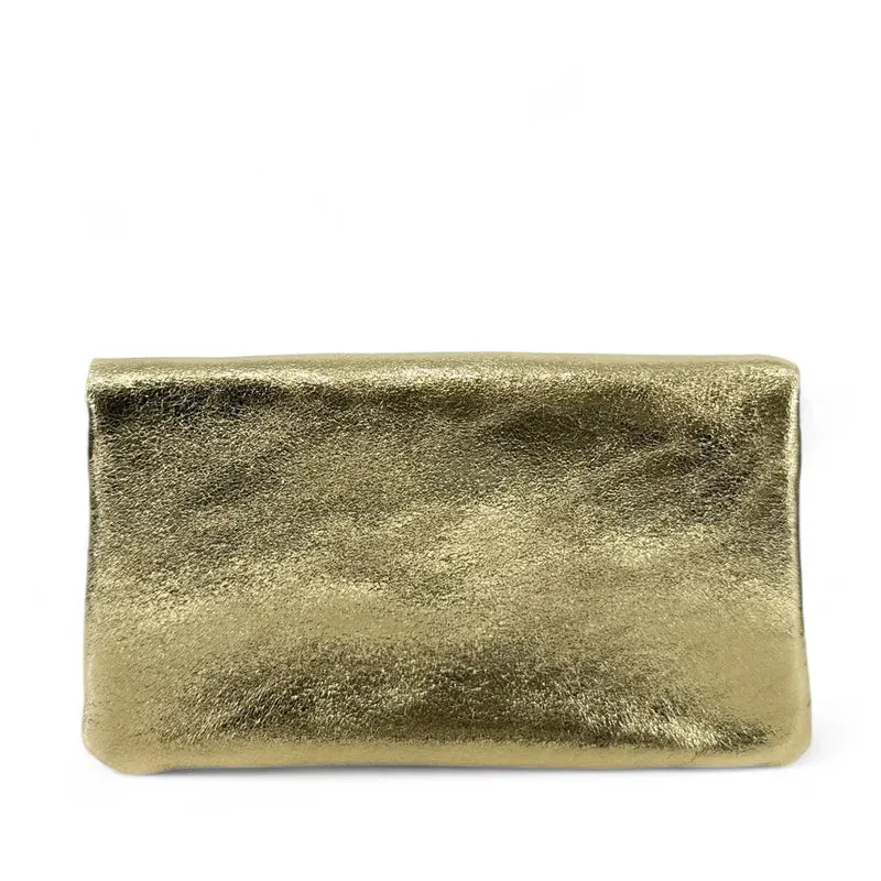 Pochette porte-monnaie en daim et cuir irisé COMBI Taupe