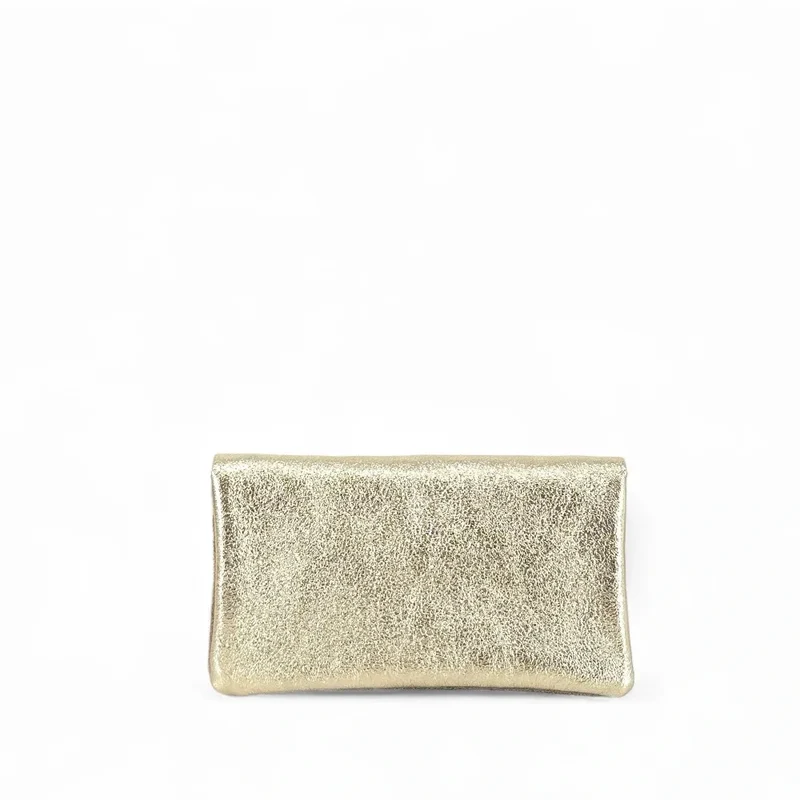 Pochette porte-monnaie en daim et cuir irisé COMBI Taupe clair