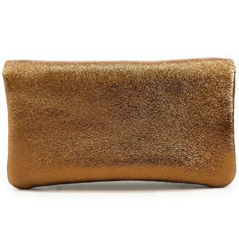 Pochette porte-monnaie en daim et cuir irisé COMBI Bronze