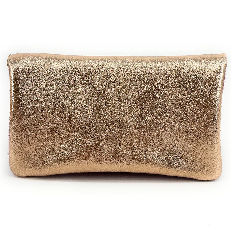 Pochette porte-monnaie en daim et cuir irisé COMBI Violet prune