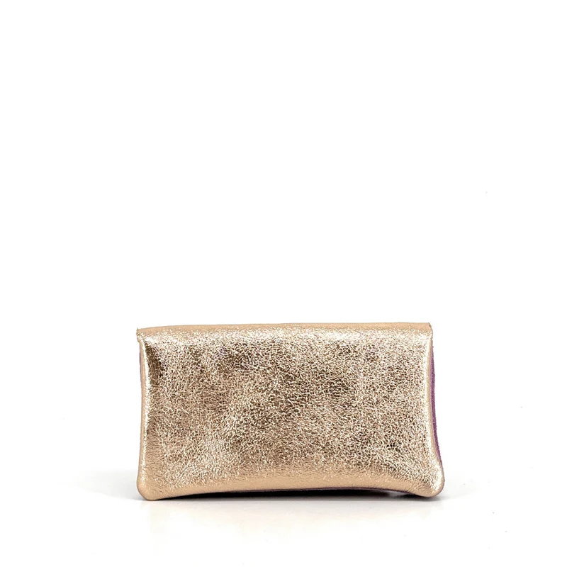 Pochette porte-monnaie en daim et cuir irisé COMBI Violet mauve