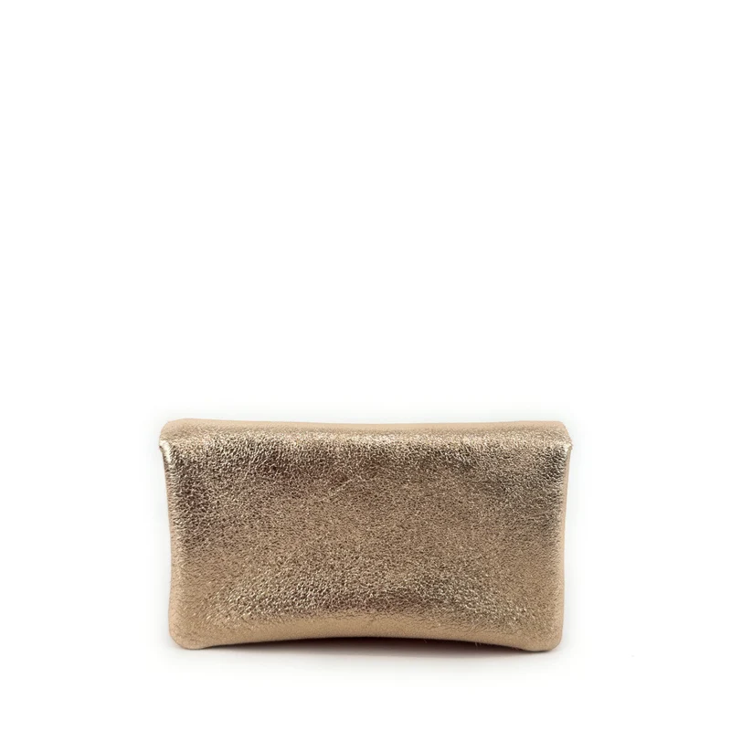 Pochette porte-monnaie en daim et cuir irisé COMBI Rose corail