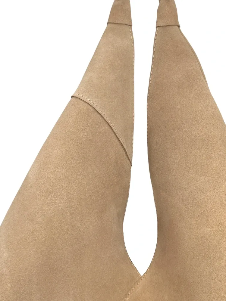 Grand sac hobo en daim EOLIA Taupe clair