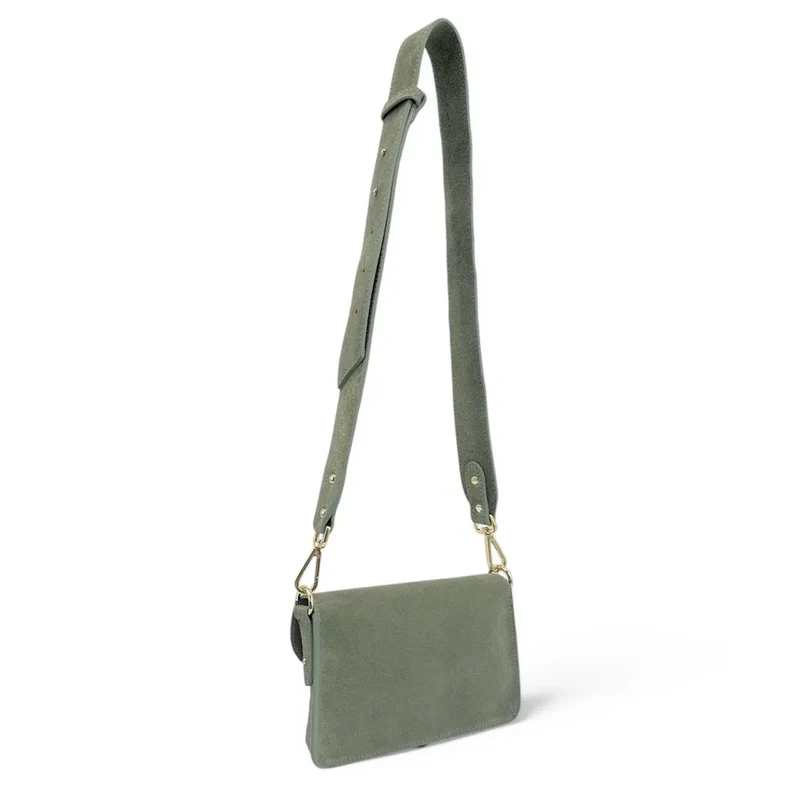 Mini-sac french stick en daim TOSCA SUEDE Vert amande