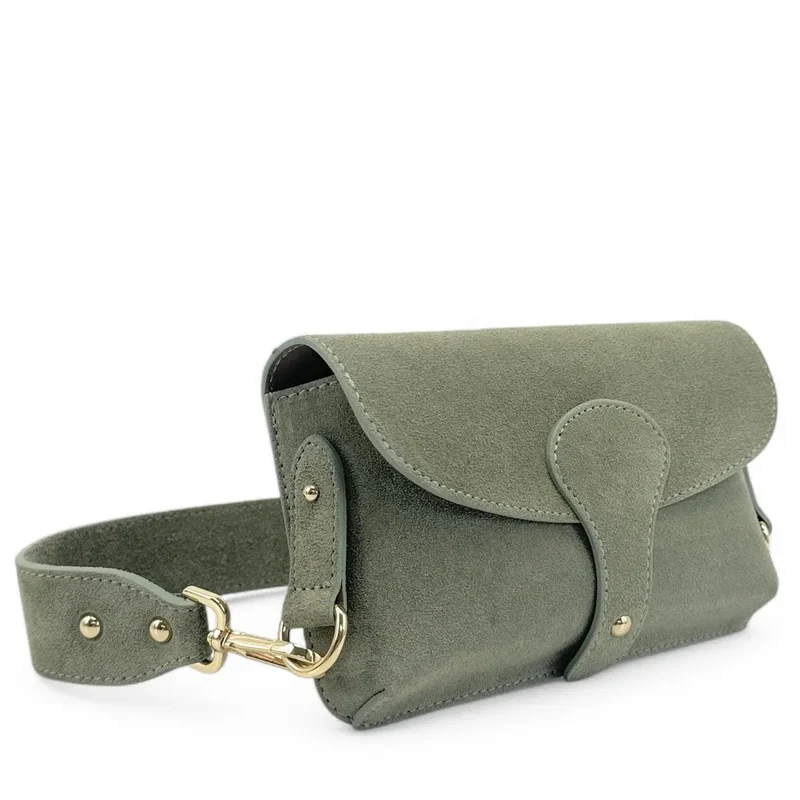 Mini-sac french stick en daim TOSCA SUEDE Vert amande