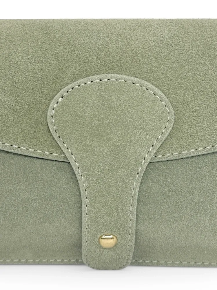 Mini-sac french stick en daim TOSCA SUEDE Vert amande