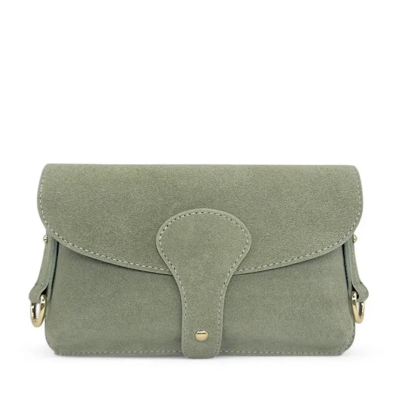 Mini-sac french stick en daim TOSCA SUEDE Vert amande