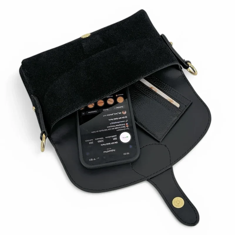 Mini-sac french stick en daim TOSCA SUEDE Noir