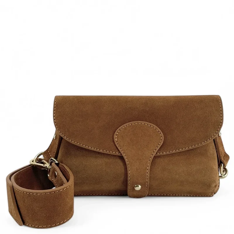 Mini-sac french stick en daim TOSCA SUEDE Cannelle