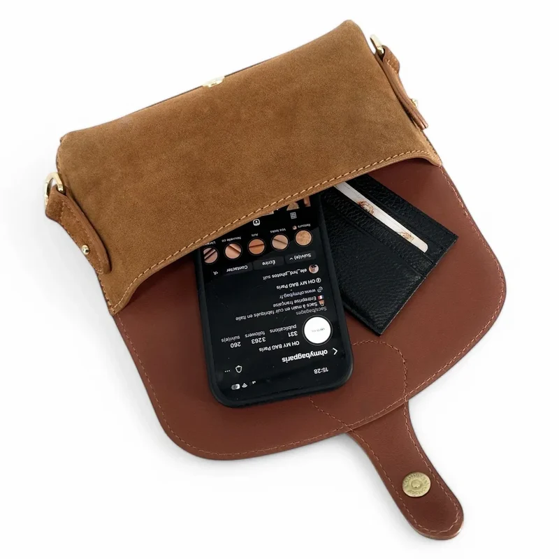 Mini-sac french stick en daim TOSCA SUEDE Cannelle