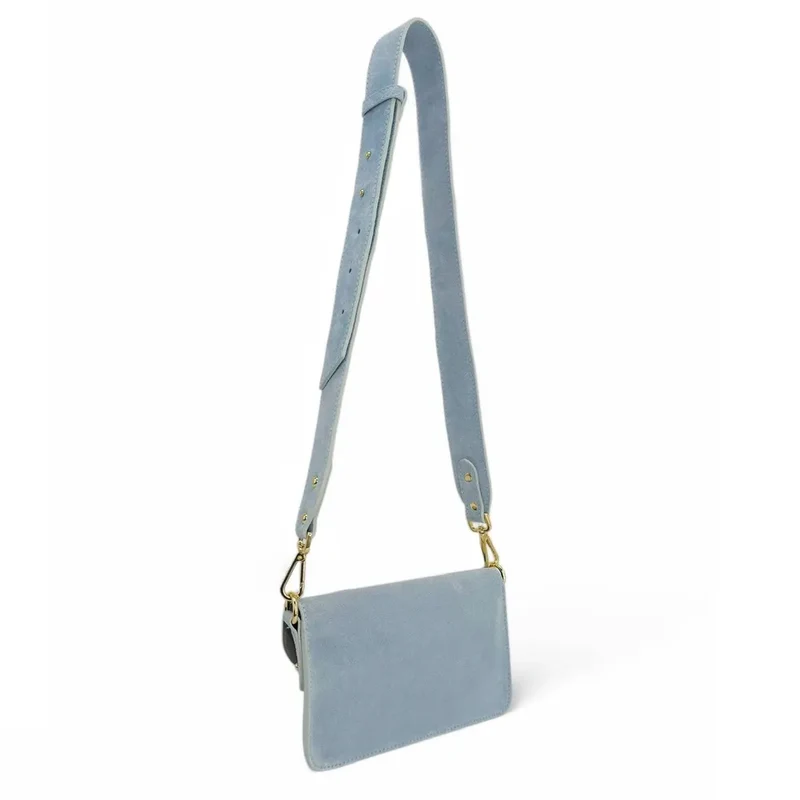 Mini-sac french stick en daim TOSCA SUEDE Bleu pastel