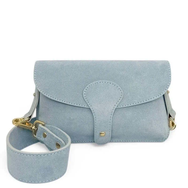 Mini-sac french stick en daim TOSCA SUEDE Bleu pastel