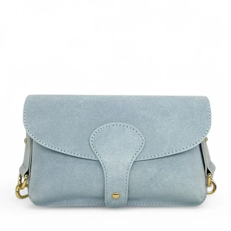 Mini-sac french stick en daim TOSCA SUEDE Bleu pastel