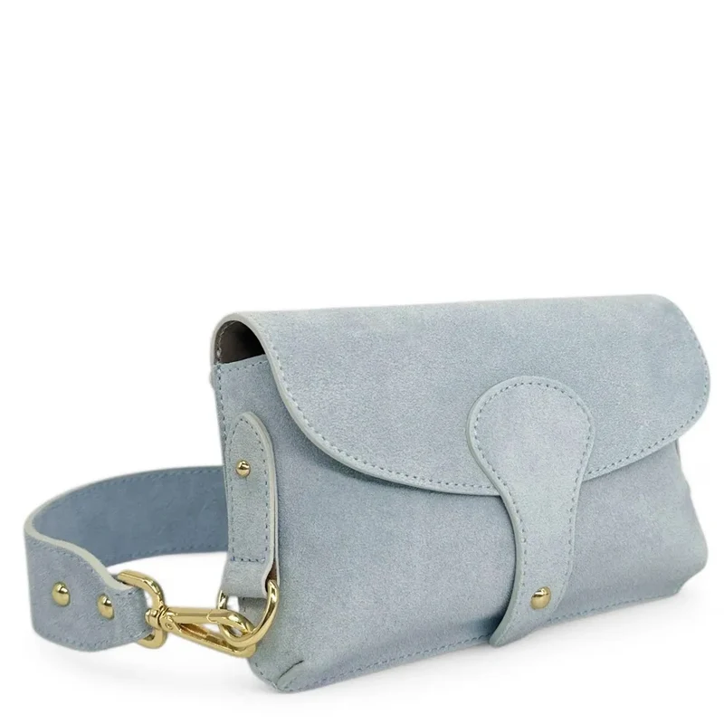 Mini-sac french stick en daim TOSCA SUEDE Bleu pastel
