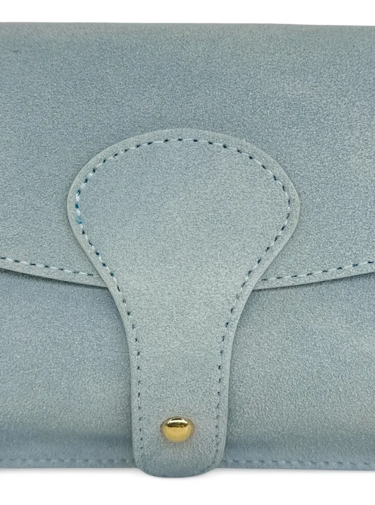 Mini-sac french stick en daim TOSCA SUEDE Bleu pastel