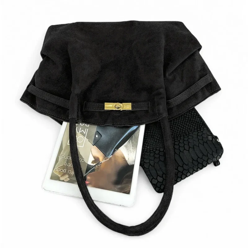 Sac cabas loose en daim ALANA Noir