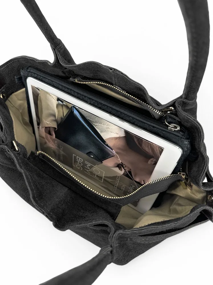 Sac cabas loose en daim ALANA Noir