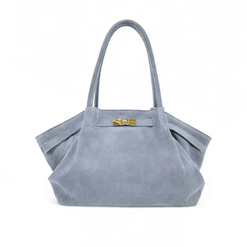 Sac cabas loose en daim ALANA Bleu pastel