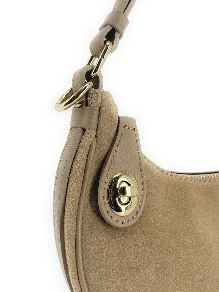 Sac à main demi-lune en daim MUNE Taupe