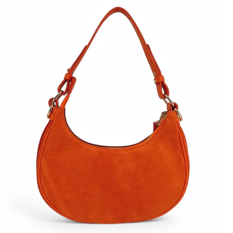 Sac à main demi-lune en daim MUNE Orange