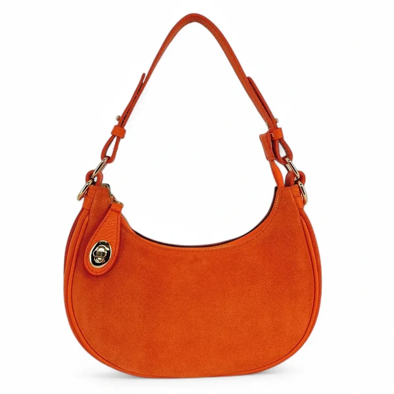 Sac à main demi-lune en daim MUNE Orange