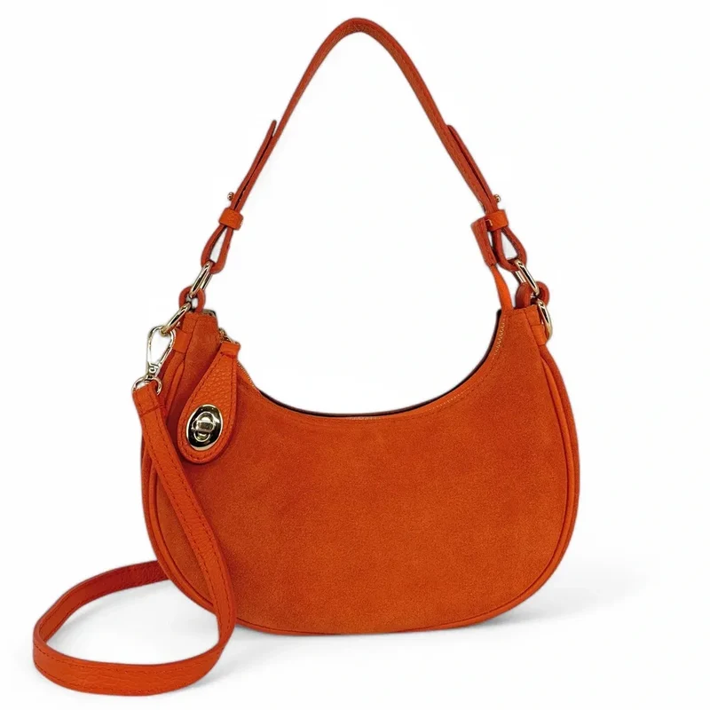 Sac à main demi-lune en daim MUNE Orange