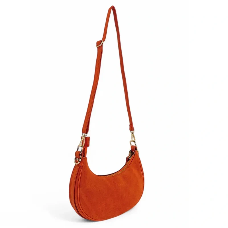 Sac à main demi-lune en daim MUNE Orange
