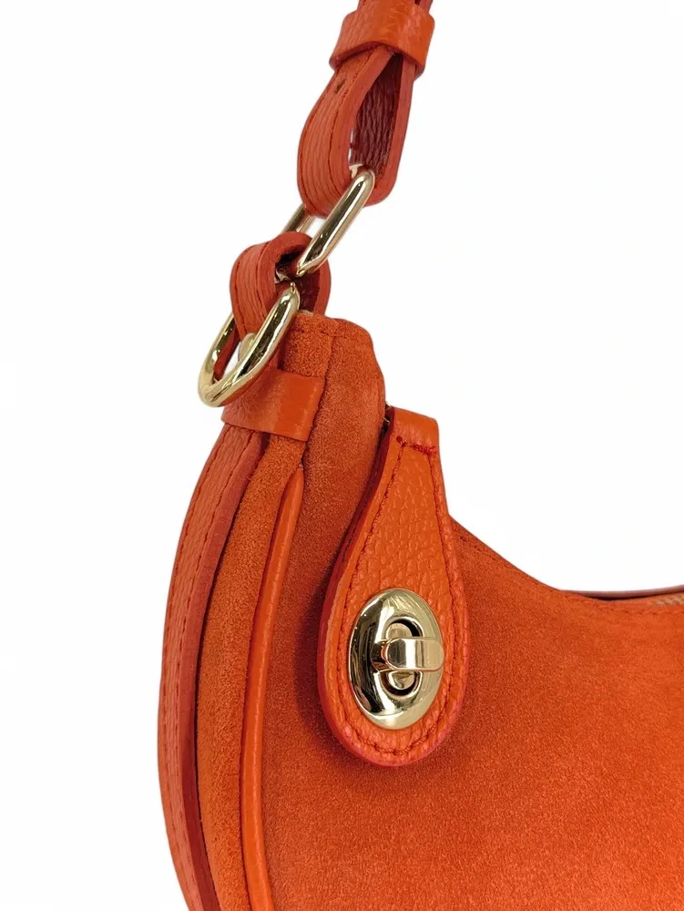 Sac à main demi-lune en daim MUNE Orange