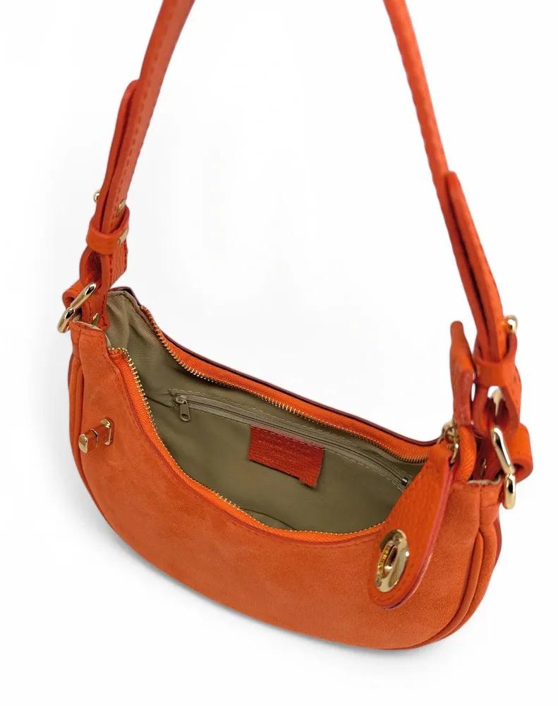 Sac à main demi-lune en daim MUNE Orange
